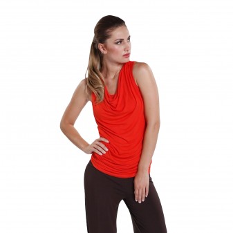 Tangarine Cowl Neck Sleeveless Top - hooked on bamboo